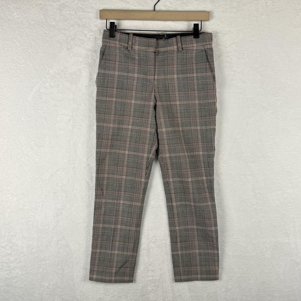 Theory Pants Womens 0 Gray Plaid Dress Straight Leg‎ Workwear Business Office